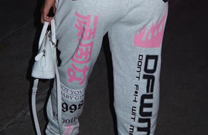 New print fashion elastic waist sports casual harem pants