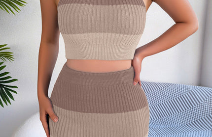 Gradient Crop Top + Skirt Two-Piece Set