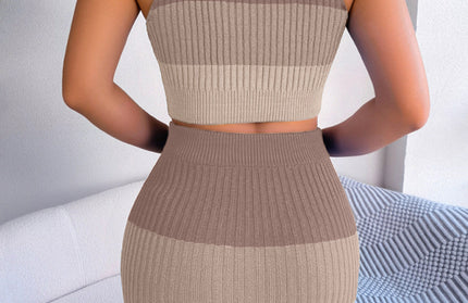 Gradient Crop Top + Skirt Two-Piece Set