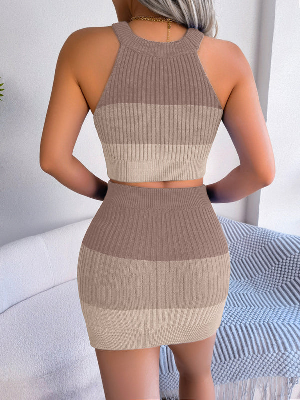 Gradient Crop Top + Skirt Two-Piece Set