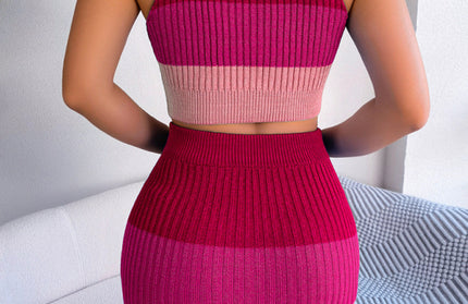 Gradient Crop Top + Skirt Two-Piece Set
