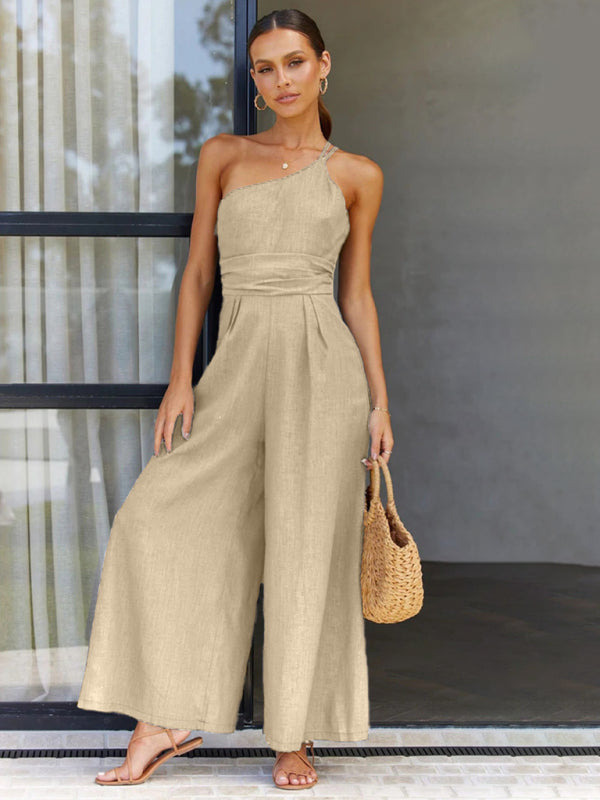 Sleeveless Waistless Backless Loose Wide-Leg Jumpsuit