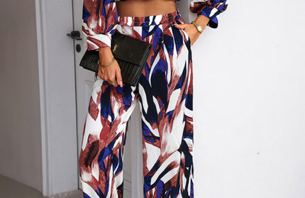 Casual Print Trousers Two-Piece Set