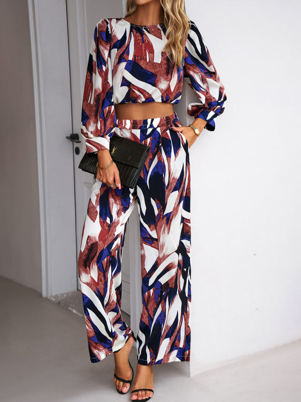 Casual Print Trousers Two-Piece Set