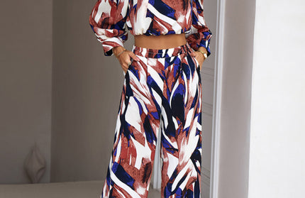Casual Print Trousers Two-Piece Set