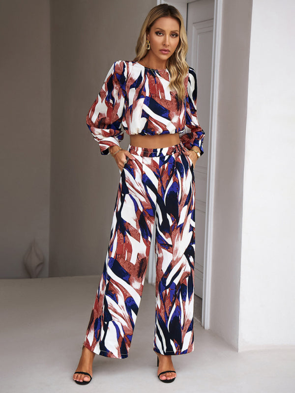 Casual Print Trousers Two-Piece Set