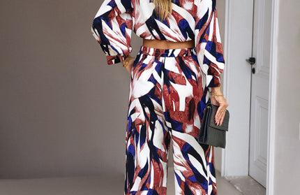 Casual Print Trousers Two-Piece Set