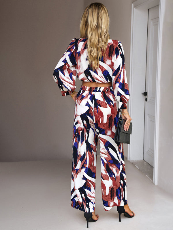 Casual Print Trousers Two-Piece Set