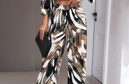 Casual Print Trousers Two-Piece Set