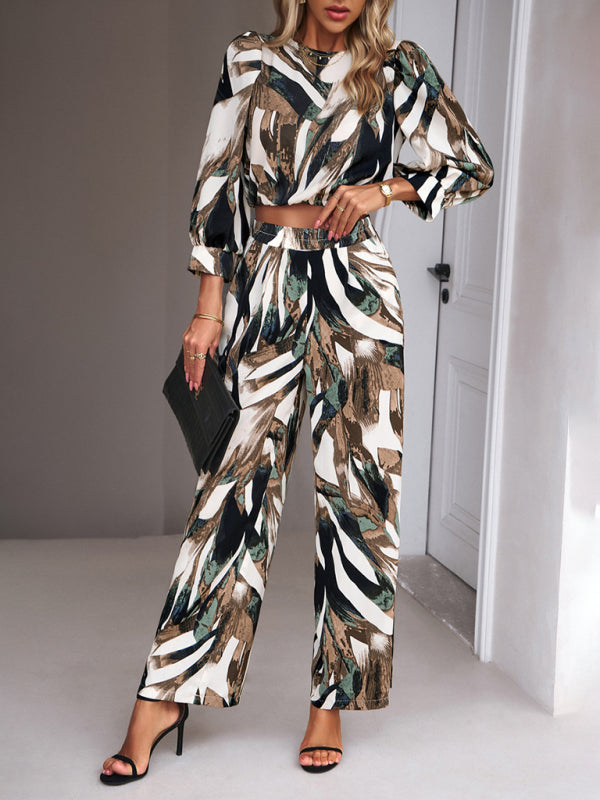 Casual Print Trousers Two-Piece Set