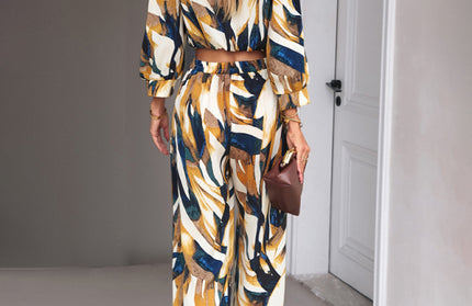 Casual Print Trousers Two-Piece Set