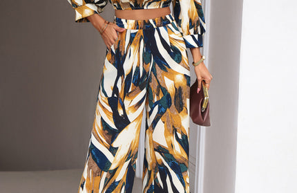 Casual Print Trousers Two-Piece Set