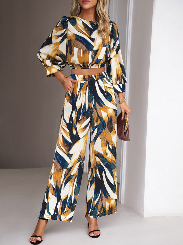 Casual Print Trousers Two-Piece Set
