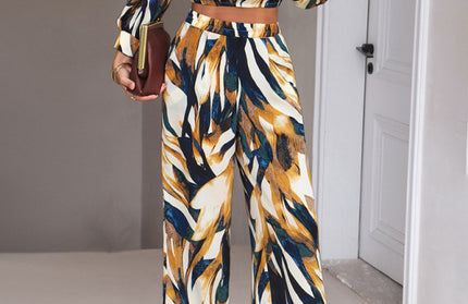 Casual Print Trousers Two-Piece Set