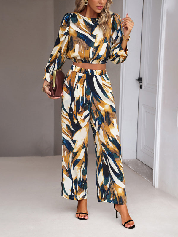 Casual Print Trousers Two-Piece Set