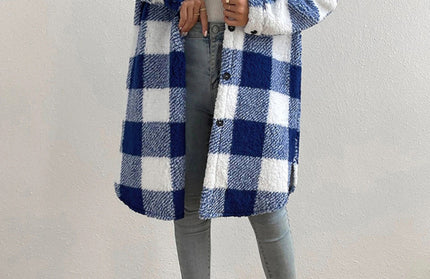 Plush Plaid Long Coat