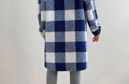 Plush Plaid Long Coat
