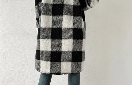 Plush Plaid Long Coat