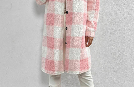 Plush Plaid Long Coat