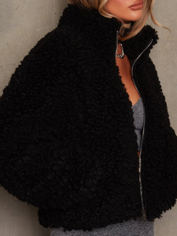 Plush Cropped Wool Coat