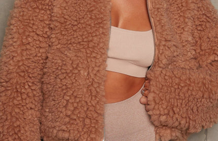 Plush Cropped Wool Coat