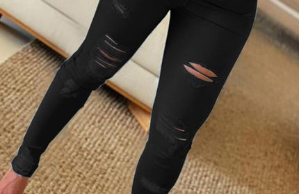 women's high waist ripped jeans pencil pants - Hey Love Boutique