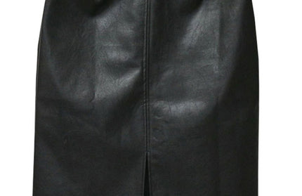 Elegant High Waist Faux Leather Pencil Skirt - Hey Love Boutique
