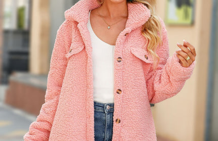 Lapel Long Sleeve Loose Buttoned Long Jacket