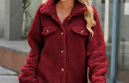 Lapel Long Sleeve Loose Buttoned Long Jacket