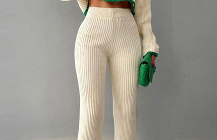 Sweater Slit Wide-Leg Pants Two-Piece Set