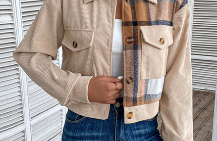 Block Plaid Short Jacket