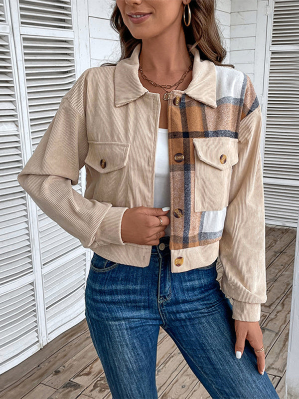 Block Plaid Short Jacket