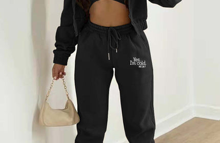 Casual Slogan Tracksuit Set