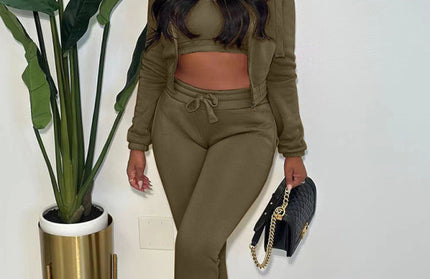 Fleece Sweatshirt Hooded Sweatsuit Set