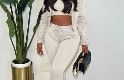 Fleece Sweatshirt Hooded Sweatsuit Set