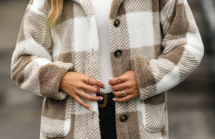 Plaid Single-Breasted Double-Sided Velvet Jacket