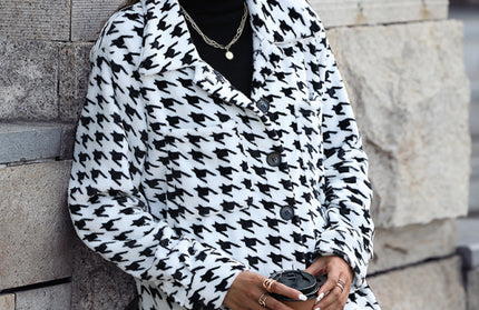 Plush Loose Houndstooth Jacket