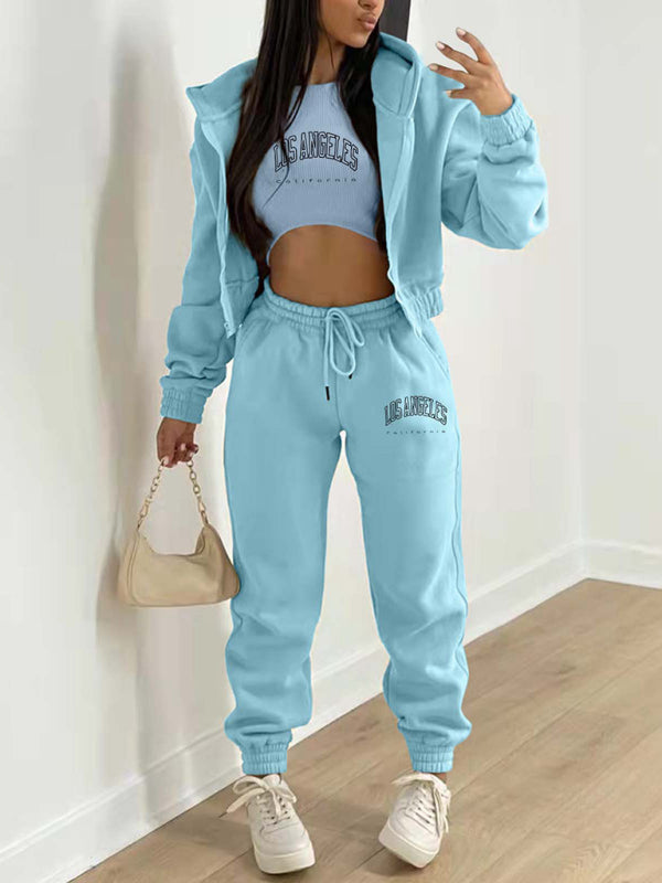 Hooded Sports 3 Pcs Pants Set