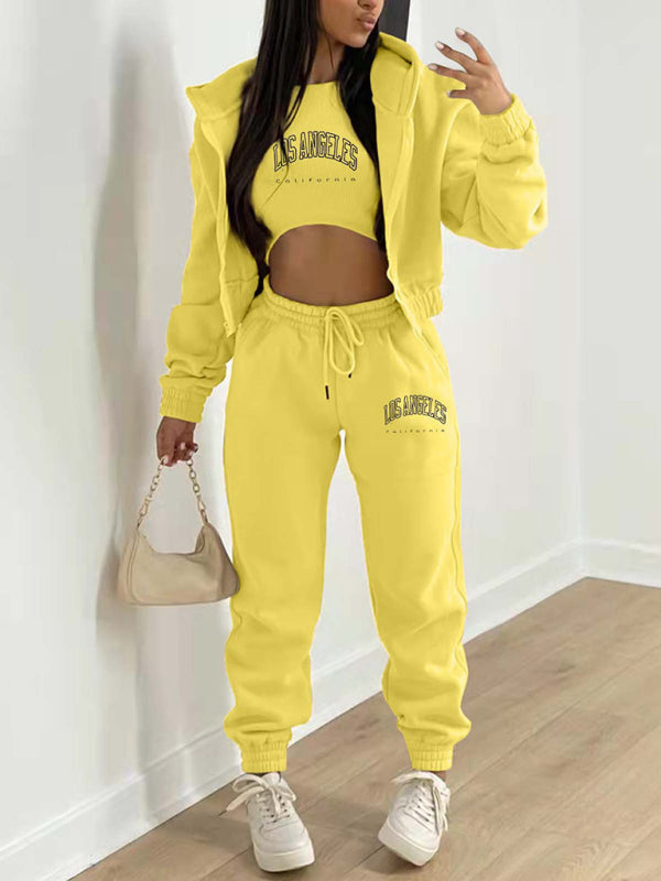 Hooded Sports 3 Pcs Pants Set