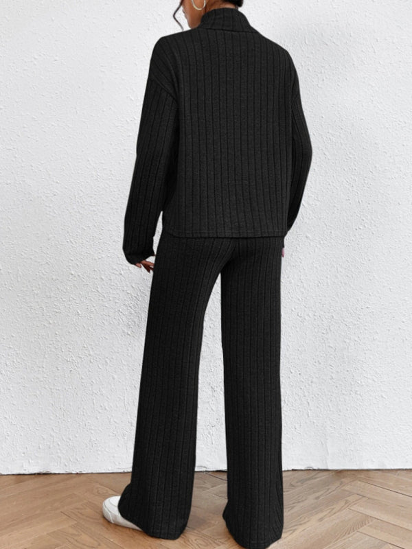Casual Knitted Long Sleeve Pants Set