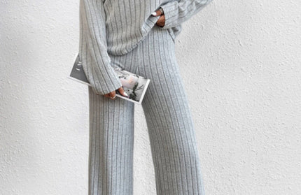 Casual Knitted Long Sleeve Pants Set