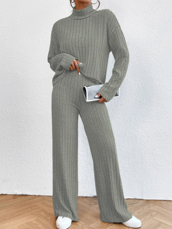 Casual Knitted Long Sleeve Pants Set