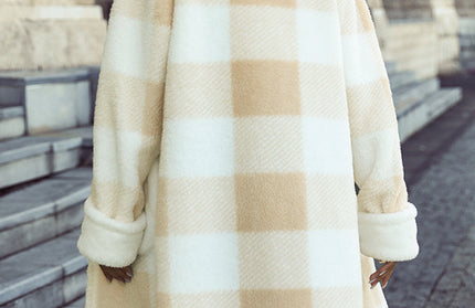 Plaid Single Breasted Plush Coat