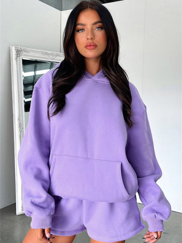 Loose Sweatshirt Shorts Set