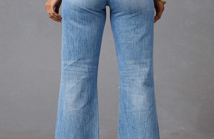 Tassel Washed Ripped Wide Leg Jeans