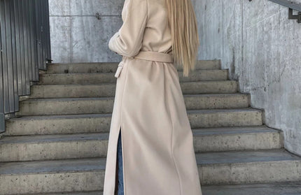 Simple Long Sleeved Slit Woolen Jacket