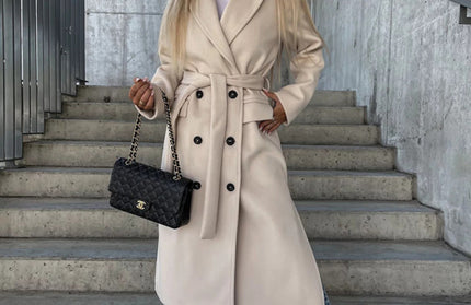 Simple Long Sleeved Slit Woolen Jacket