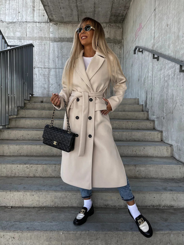 Simple Long Sleeved Slit Woolen Jacket