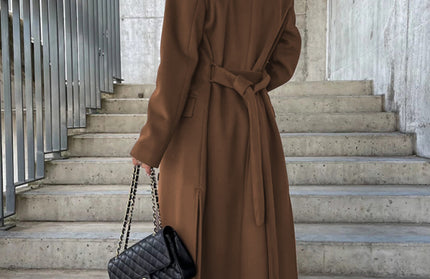 Simple Long Sleeved Slit Woolen Jacket