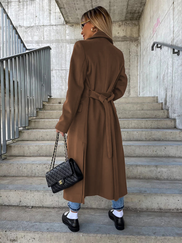 Simple Long Sleeved Slit Woolen Jacket